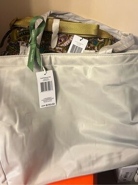 Vera Bradley Light Gray Tote with Patterned Interior Trim